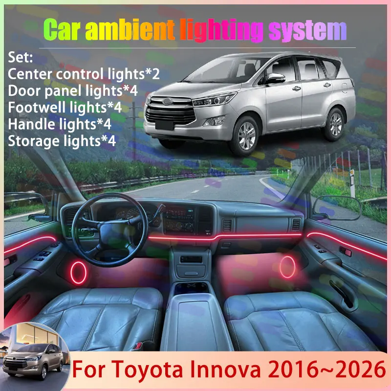 

For Toyota Kijang Innova MK2 AN140 2016~2026 2017 2/18 in 1 Car Atmosphere Light Lamp RGB Shade Ensemble Streamer Atmosphere Set