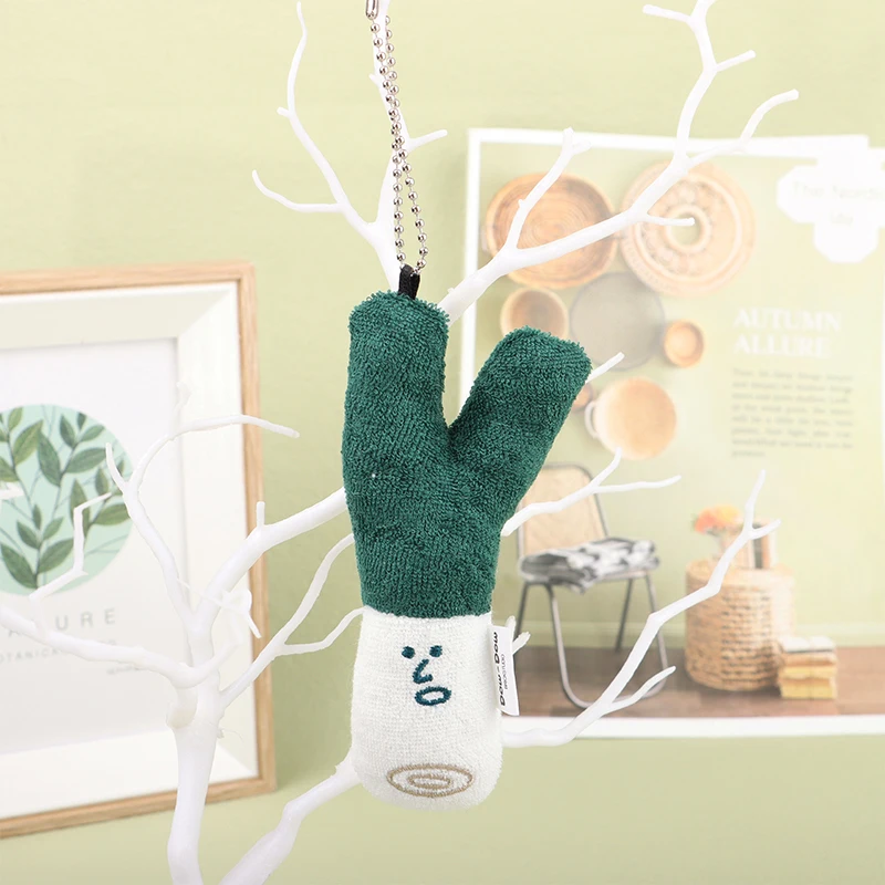 Cipolle verdi peluche cartone animato ciondolo vegetale morbido farcito bambola portachiavi zaino borsa auto portachiavi Decor regalo per bambini