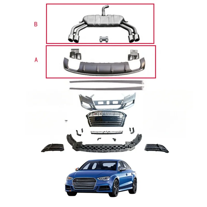 High Quality S3 Style Facelift Body Kit Plug and Play Fit 2017-2020 Vehicle With Front Bumper Grille Headlights Taillights