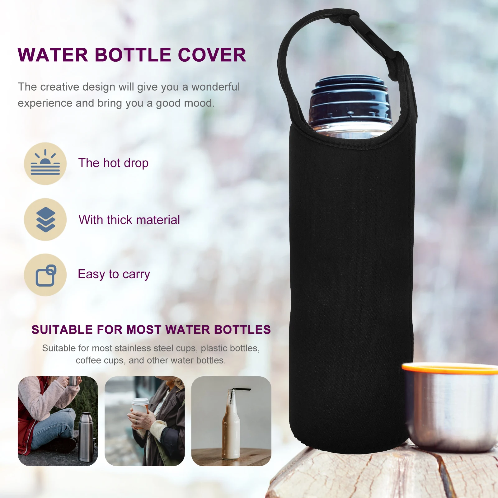 

1 set Water Bottle Protective Cover Kettle Sleeve Portable Fabric Carrier Bag for Outdoor Sports Hiking Camping Travel Use
