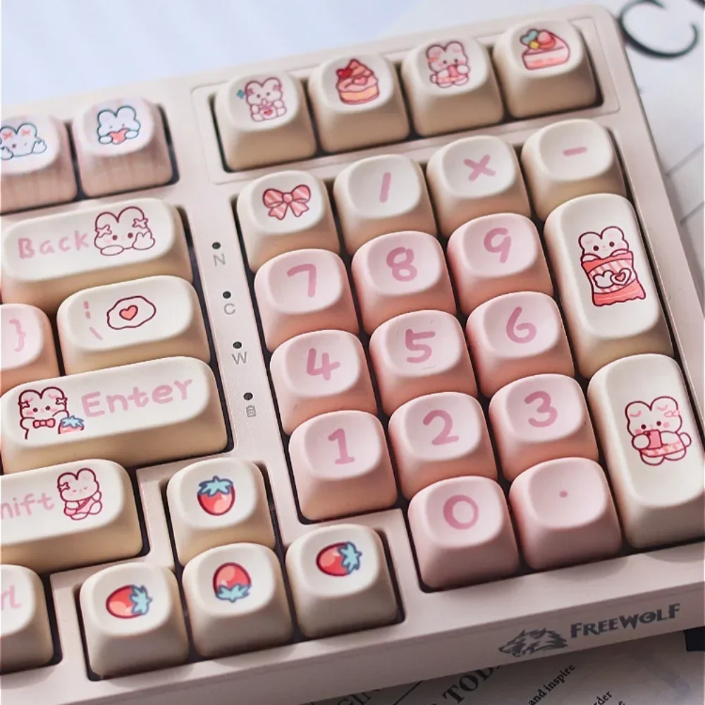 

PBT Keycaps 144 Keys MOA Height, Snack Rabbit, Keycaps, Sublimation, Mechanical Keyboard for Cherry MX 104/87/61