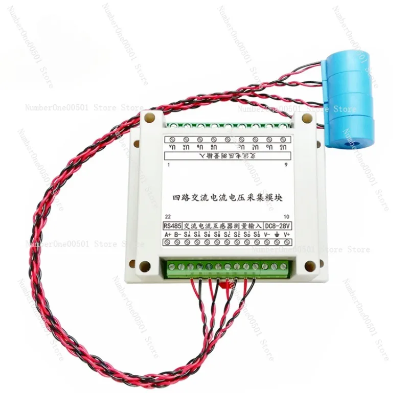 Quad PLC AC Voltage and Current Transmitter Voltage Mutual Inductance Acquisition Measurement Sensor Module 485