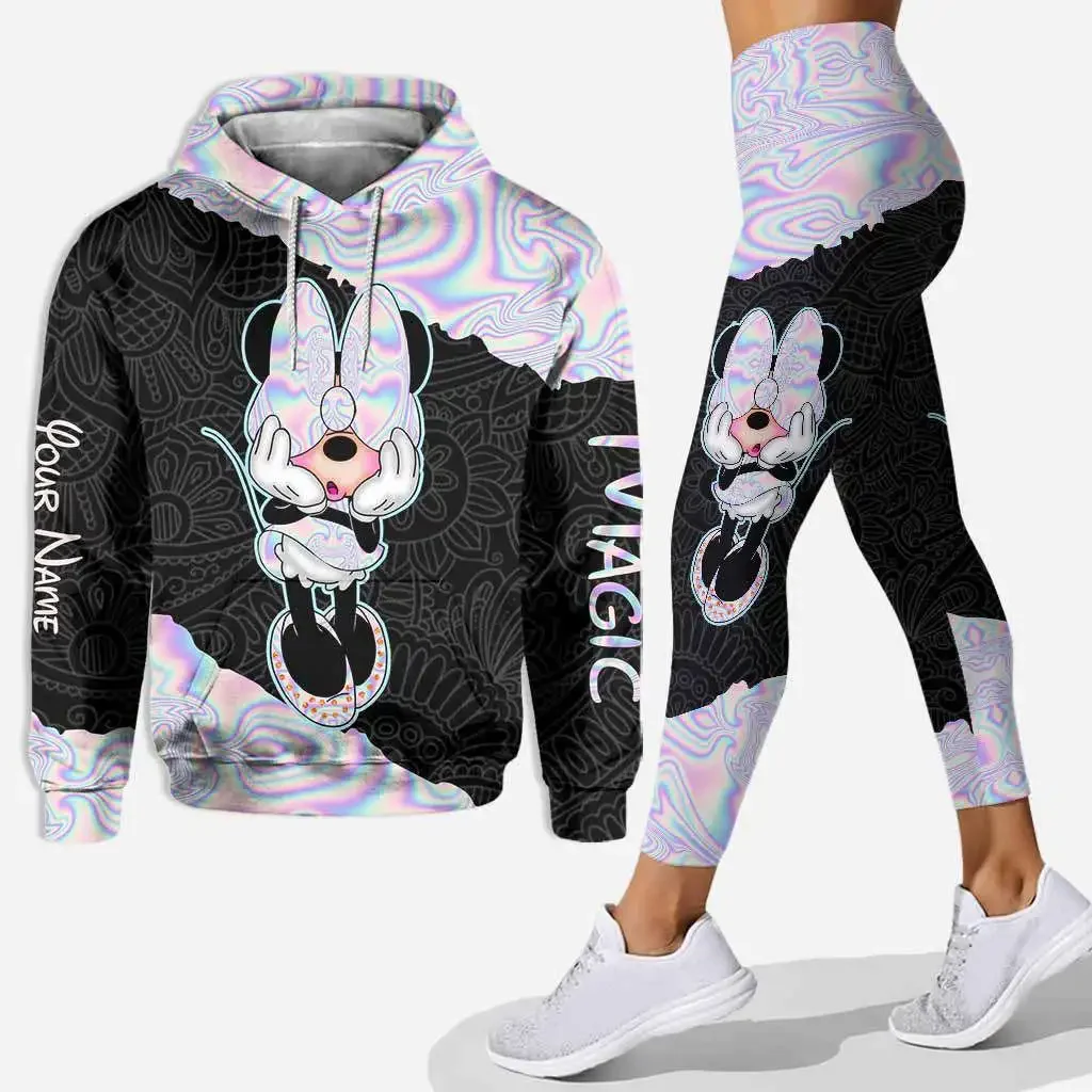 Disney Minnie Mouse Hoodie and Leggings Set Mickey Yoga Pants Sweatpants Women's Disney Yoga Hoodie Leggings Fashion Tracksuit