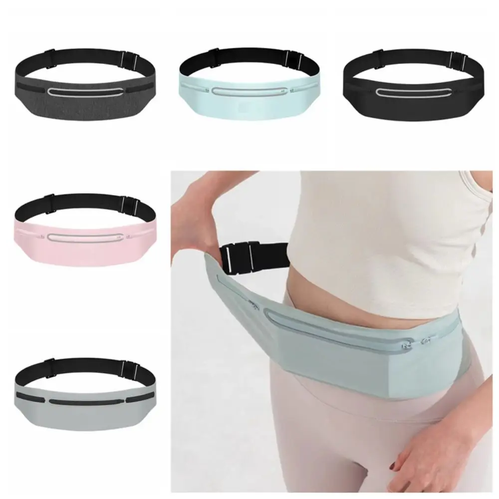 

Waterproof Sports Fanny Pack Adjustable Reflective Strip Outdoor Sport Phone Pouch Multi-pocket Solid Color Mobile Phone Holder