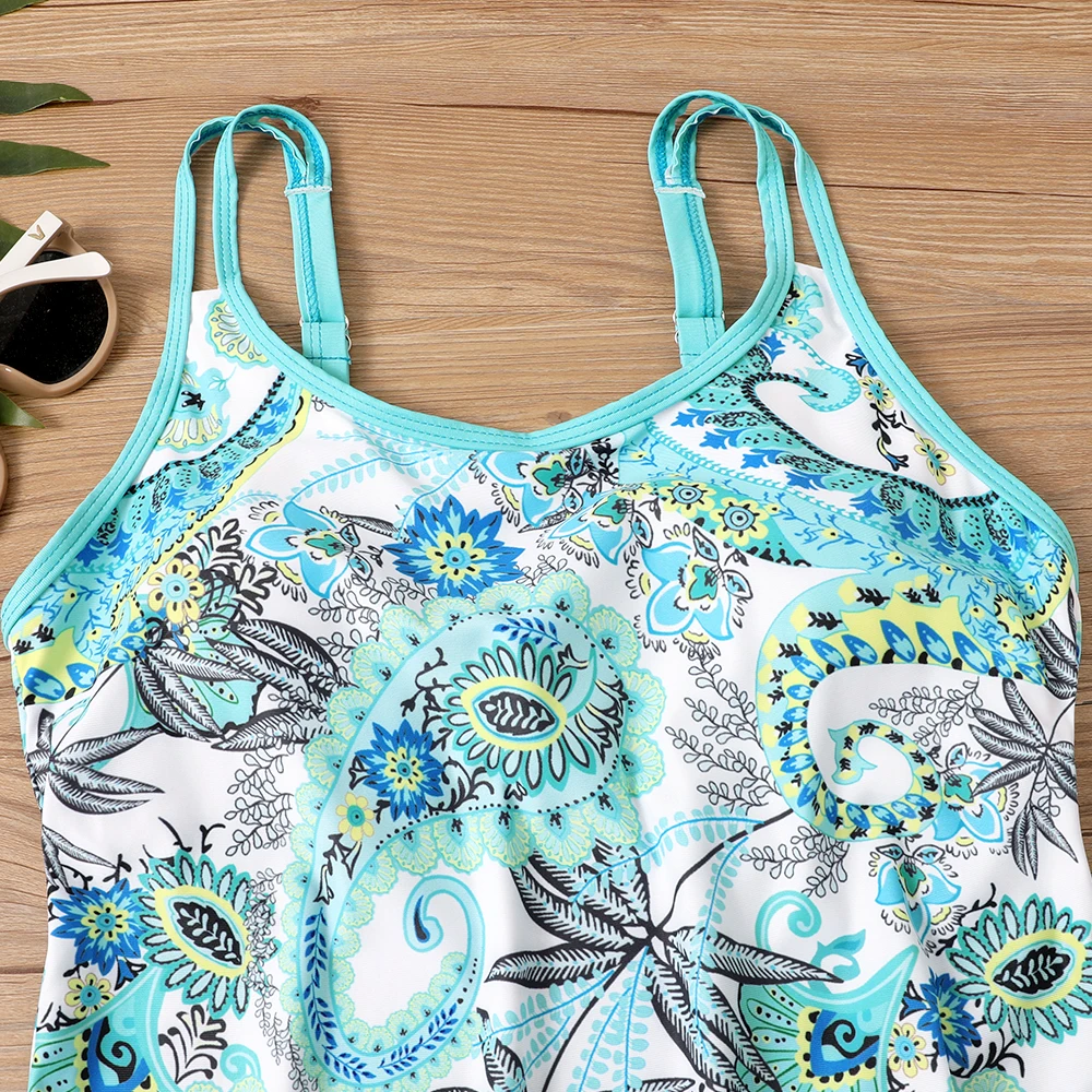 Bañador de talla grande para mujer, Monokini con estampado de nuevo diseño, conjunto de Bikini Retro, ropa de playa