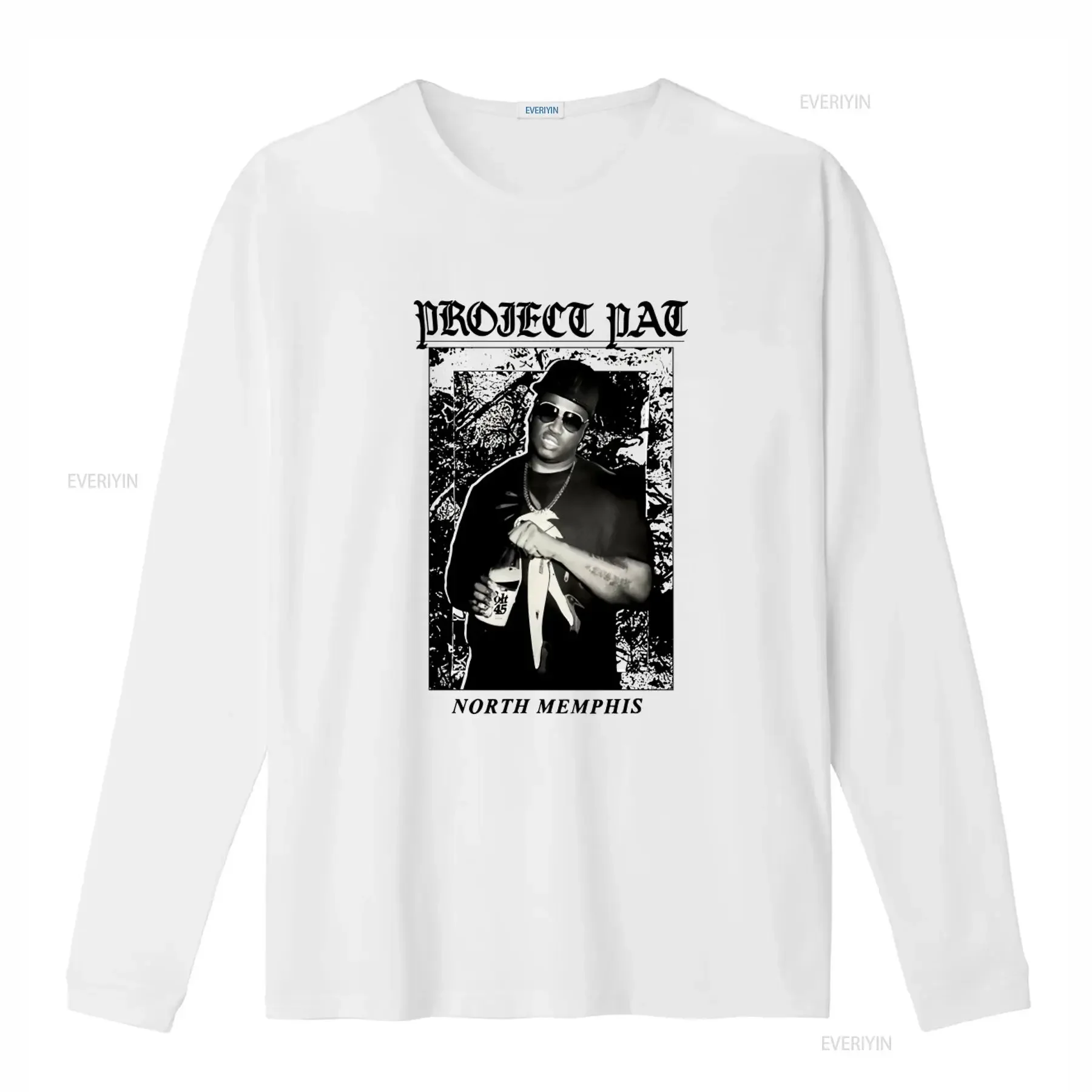 Project Pat North Memphis T Shirt Hip Hop Style with Bold Print vintage Washed Slightly designer clothes Soft homme Casual