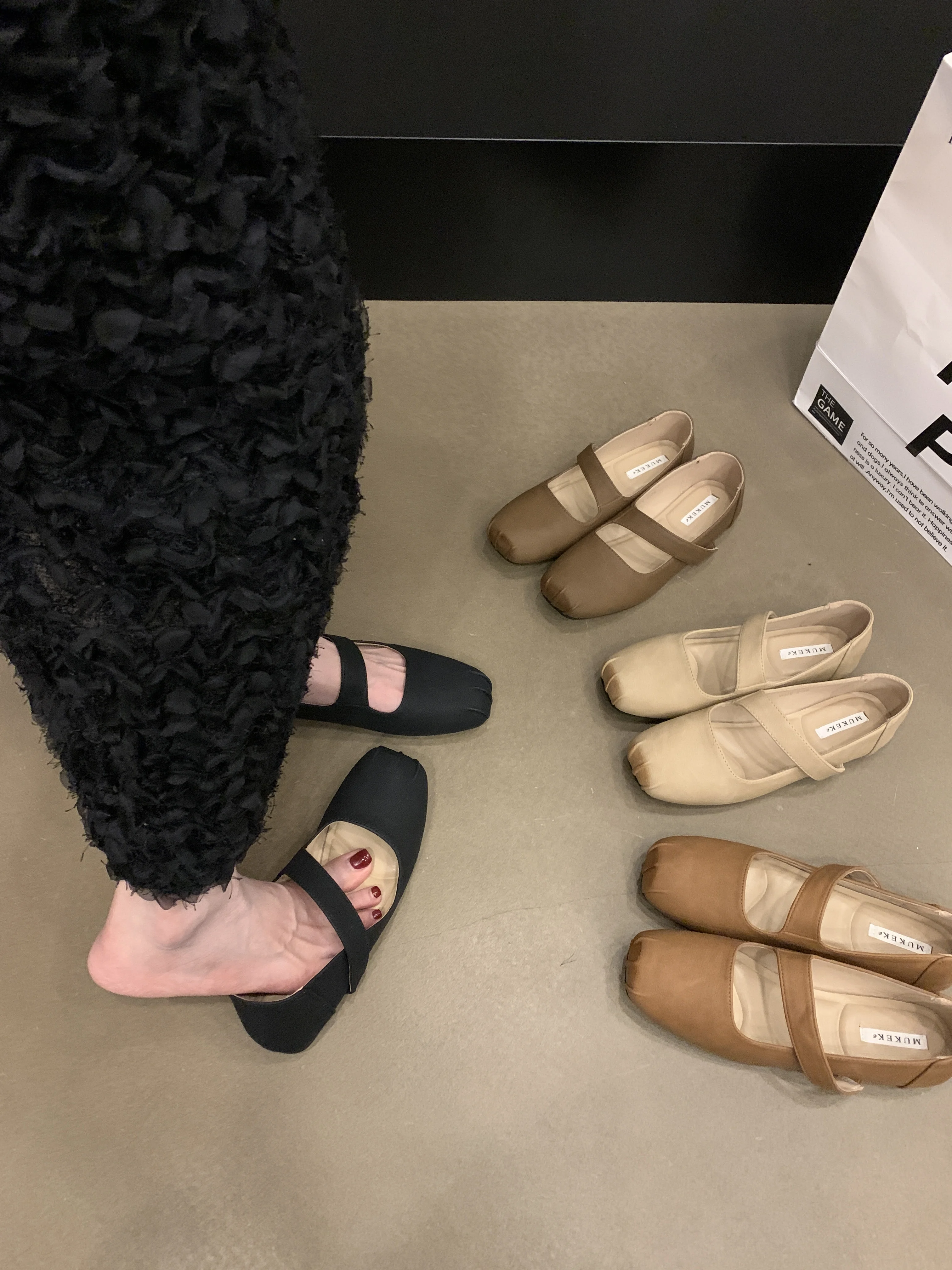 女性の靴プラットフォーム女性の靴モディスバレエフラット身長を高める秋スクエアトゥ下駄ドレスボート-2026-バレリーナ新