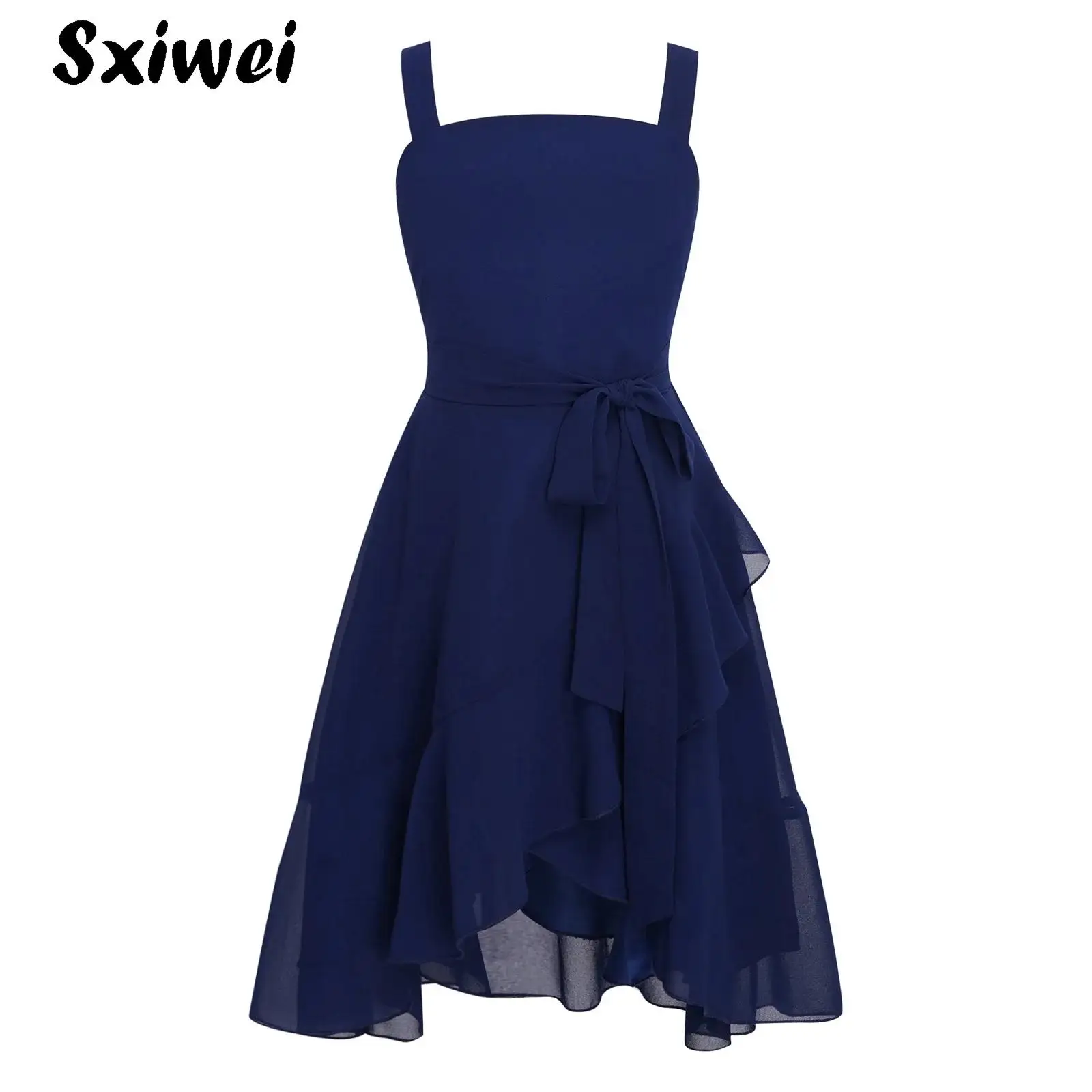 

Girls Elegant Chiffon Bridesmaid Dresses Flower Girl Dress High-low Hem Prom Gown Princess Birthday Wedding Formal Party Dress