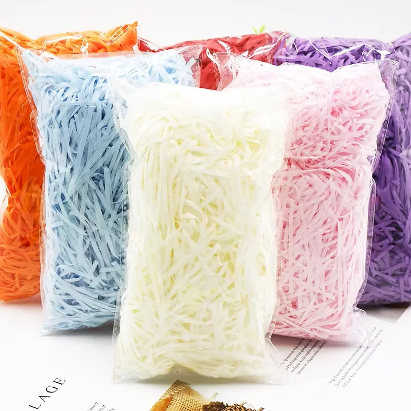 Bolsa Multicolor triturada, hebras de papel arrugadas, confeti arrugado triturado, 100g, relleno de caja de regalo DIY, decoración para fiestas, bodas y vacaciones