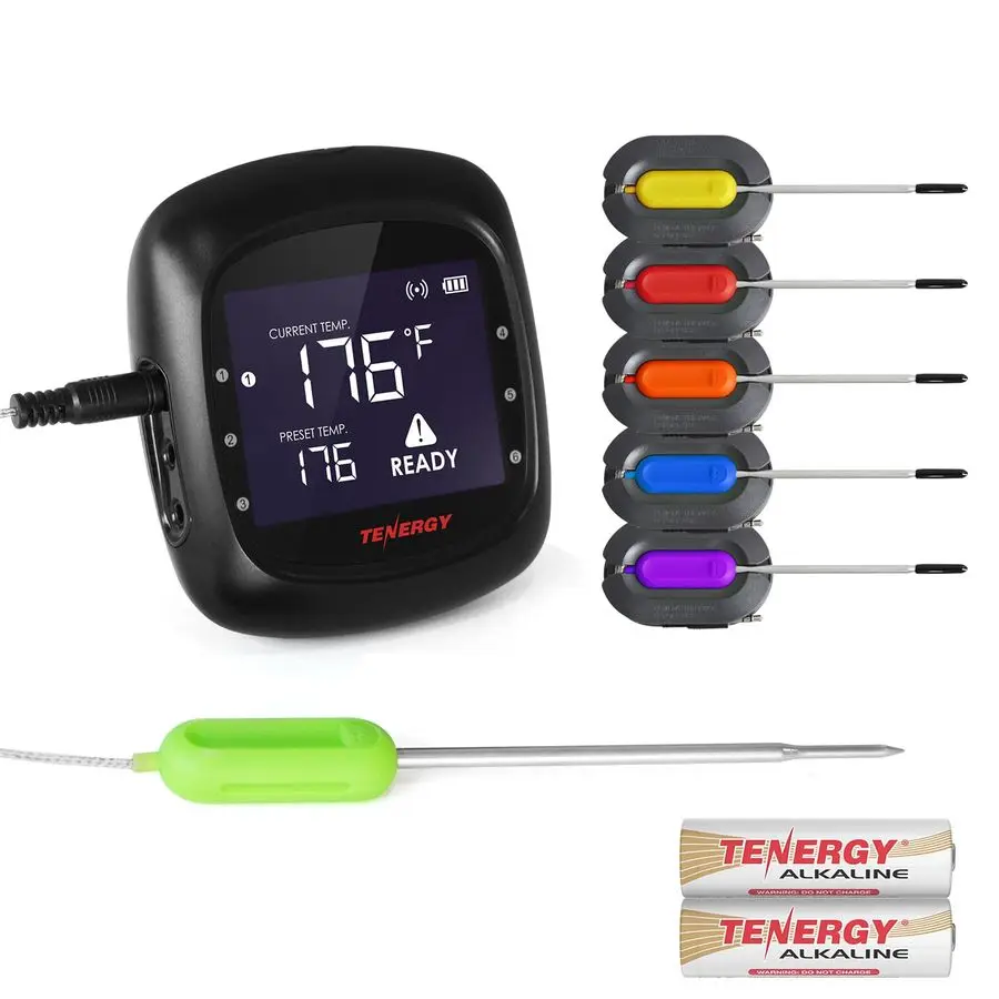 

Digital Meat Thermometer, APP Controlled Wireless Bluetooth Smart BBQ Thermometer w 6 Stainless Steel Probes amp Carrying