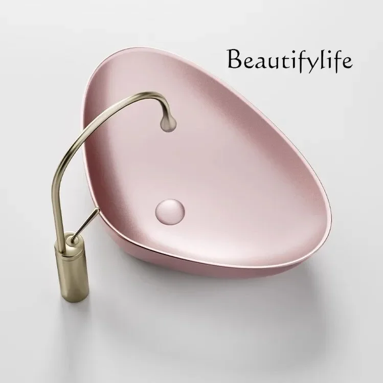 J Triangular Special-shaped Art Table Basin, Color Ceramic Integrated Hand Washing Single Basin, Creative Washing Face Table Bas