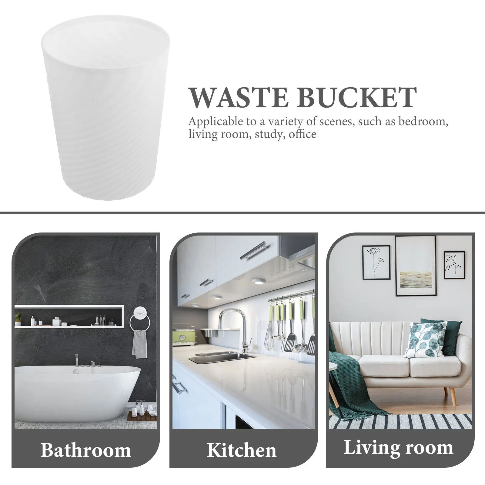 

2pcs 10L Round Plastic Trash Can No Lid For Bathroom Bedroom Kitchen Office Home Waste Storage Garbage Bin Rubbish Container