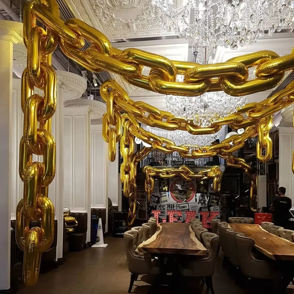 10/20 piezas de globos de aluminio de 16 pulgadas con cadena dorada y plateada para fiestas retro de los años 80 y 90, hip hop, bodas, cumpleaños, arcos y decoraciones