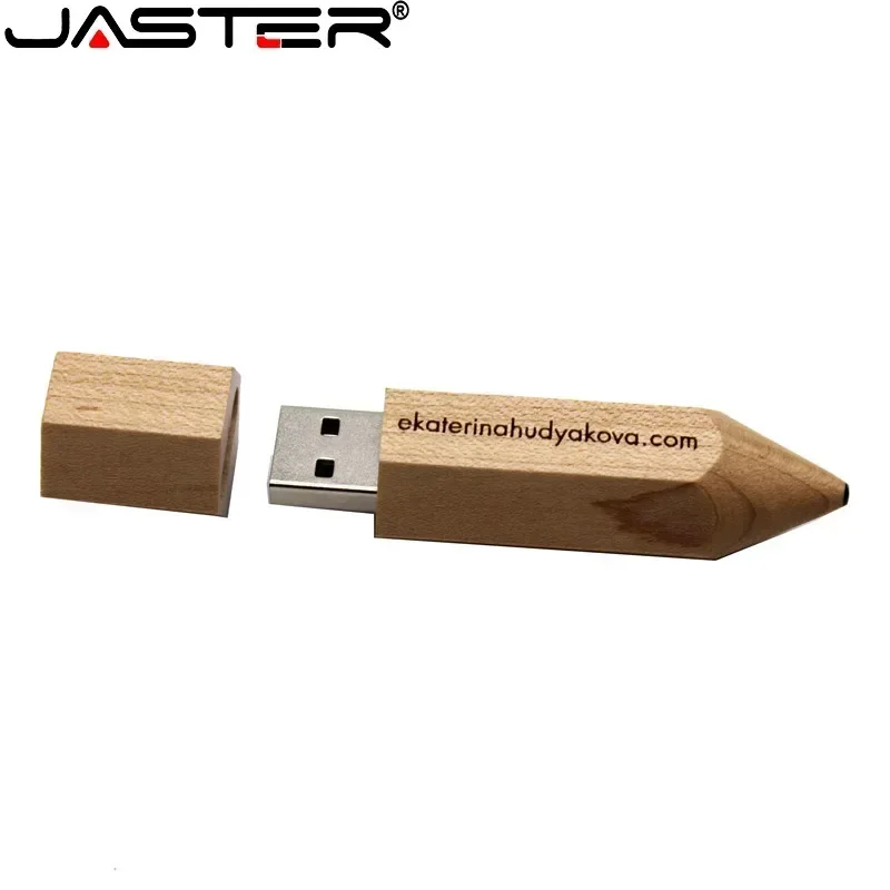 JASTER Wooden pencil USB flash drive 128 GB creative gifts Free custom LOGO Pen drive 32GB Pendrive  64GB memory stick U Disk