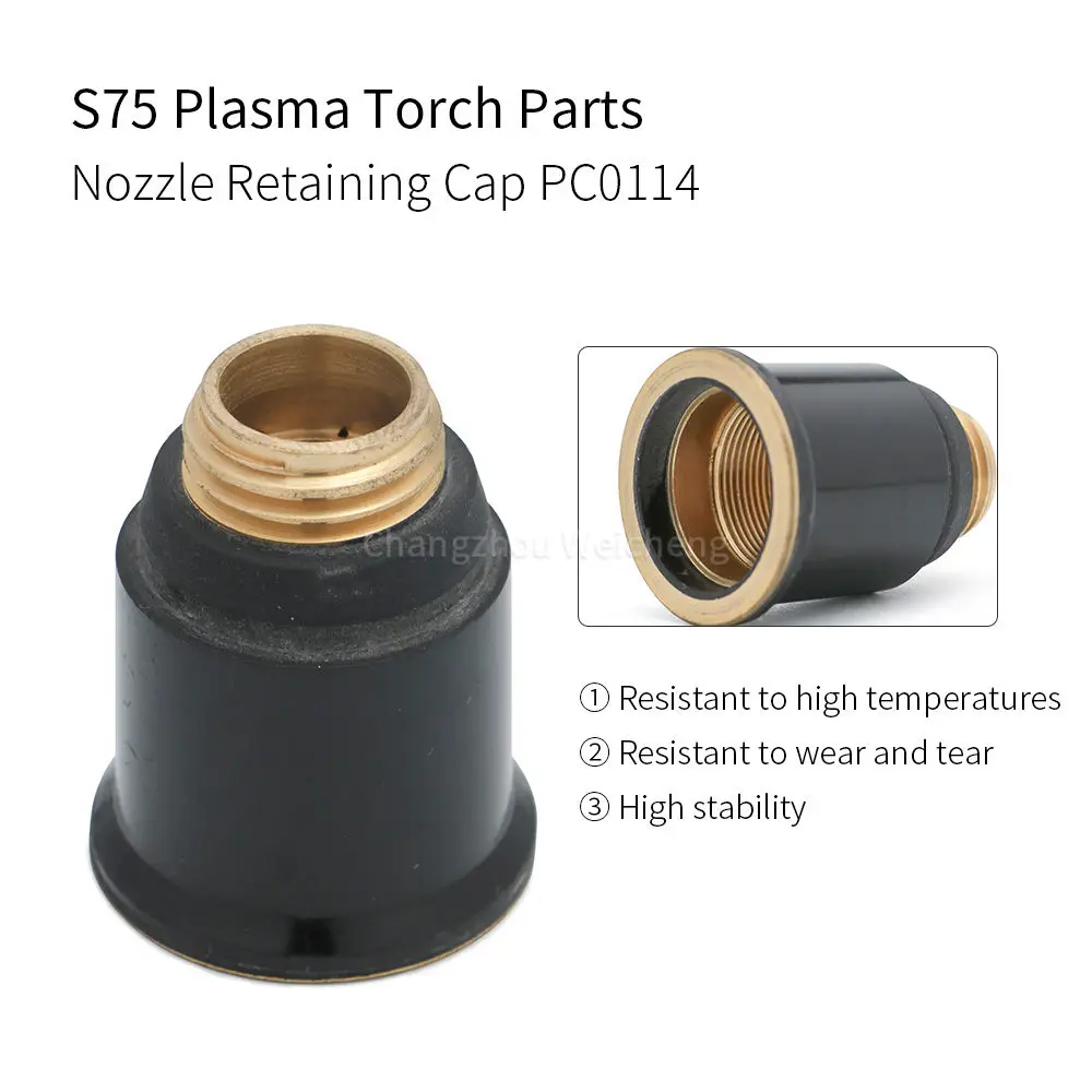 S75 Retaining Cap PC0114 Bahan Tembaga untuk Perlengkapan Obor Pemotong Plasma Trafimet S-75