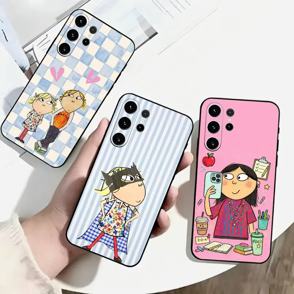 C-Cartoon C-Charlie and Lola  Phone Case Black Silicone Soft For Samsung S26,S25,S24,S23,S22,S21,S30,Ultra,Plus,Fe,Lite