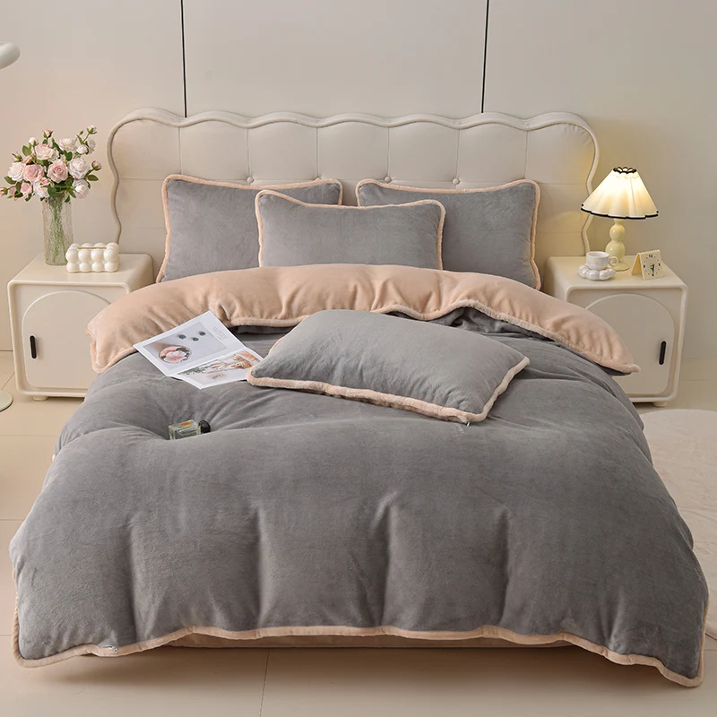 

Зимний фланелевой однотонный пододеяльник для зимы, мягкий, теплый, сохраняющий тепло, пододеяльники, молочный бархат, кровать Queen King, домашний текстиль