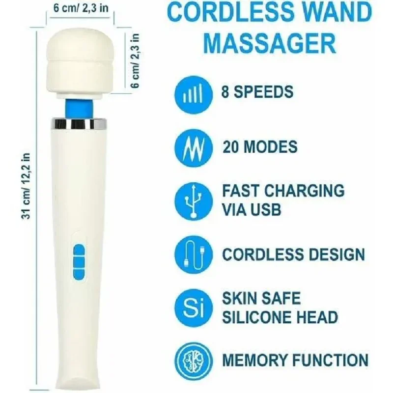 Portable Magic Wand Massager AV Vibrating massage stick USB Rechargeable Shoulder Neck And Back Massager Relieve Fatigue Tool