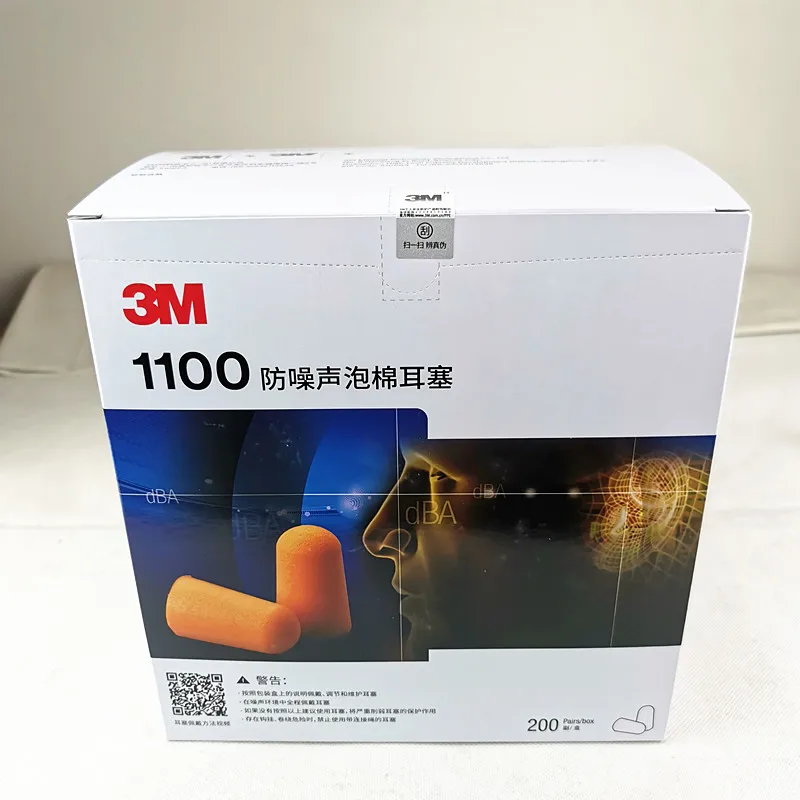200 Pares/Caja 3M 1100 Tapones para los oídos desechables