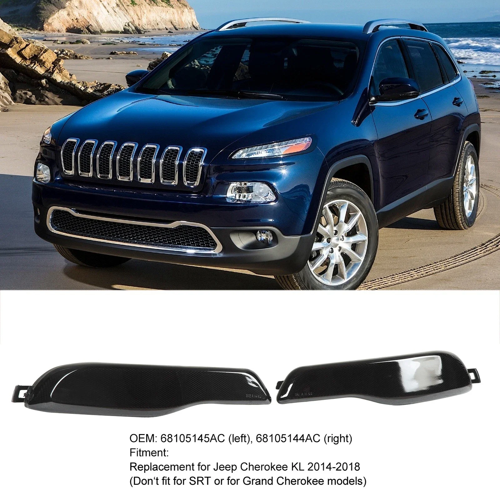 

68105144AC 68105145AC для Jeep Cherokee 2014-2018 новый дымчатый черный отражатель заднего бампера, задний фонарь, стойки тормоза, предупреждение о парковке