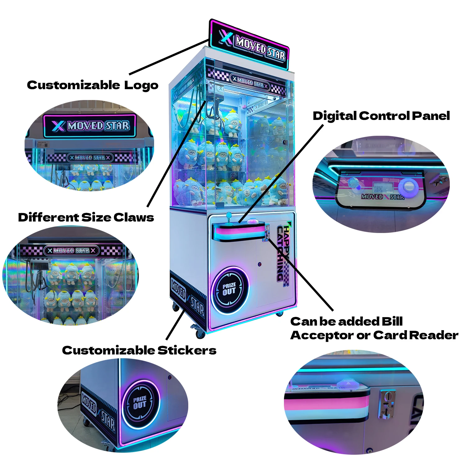 Cheap Amusement Park Coin Operated Game Machine Toy Vending Arcade Claw Crane Machine Claw Machine With Bill Acceptor