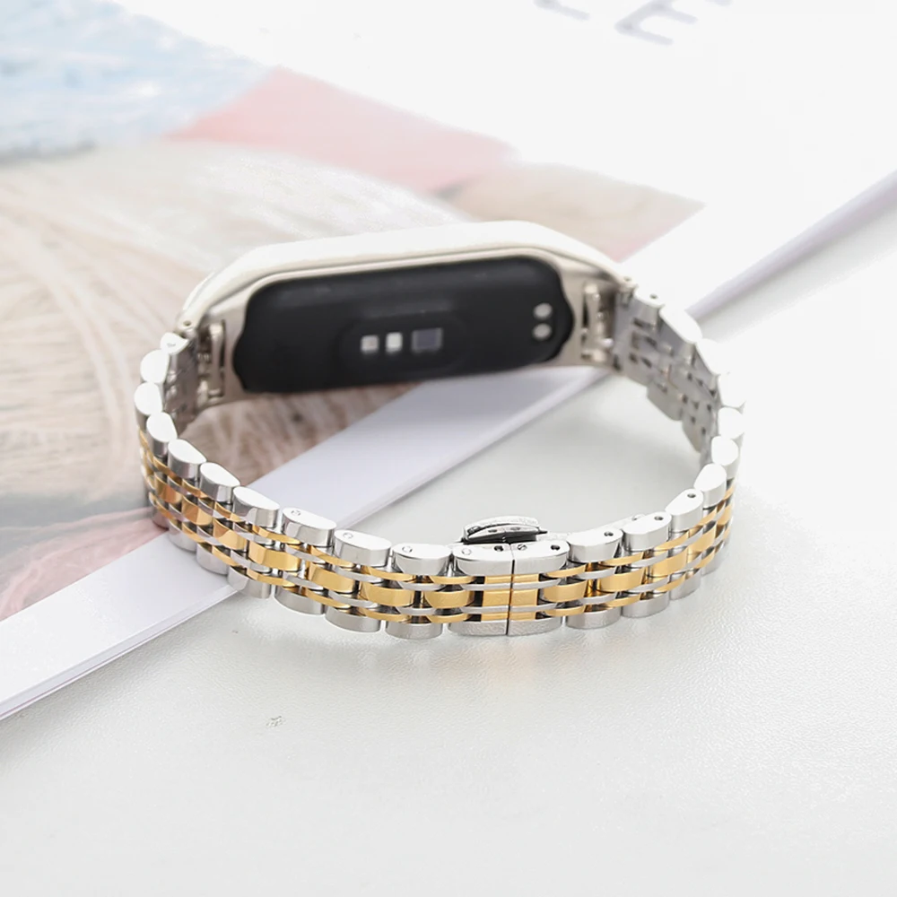 Band Strap for Smart Mi Band 8/9/10 Bracelet with Link Removal Tool Metal Wristband for Xiaomi Mi Band 8 Watchband for Men Women