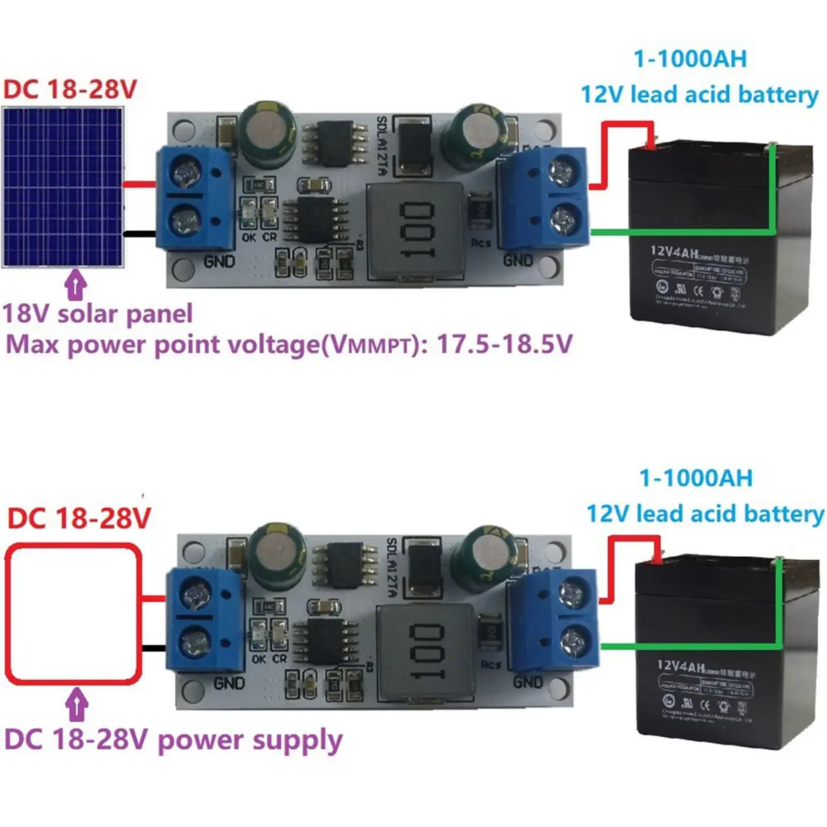 update. MPPT Solar Panel Controller Charging Module with Terminal for 12V 1-1000AH Lead Acid Battery UPS Storage Battery Car