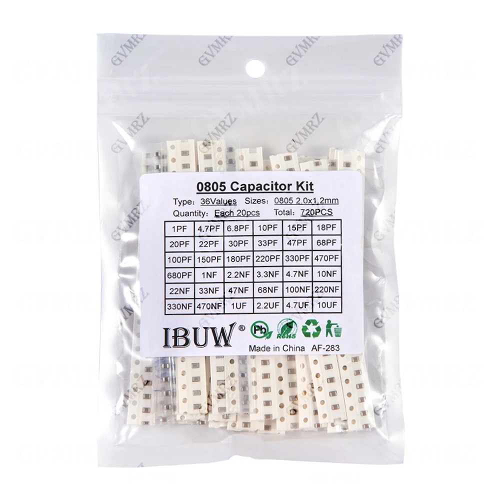 0402 0603 0805 1206 SMD Keramik-Kondensator Sortiment-Kit 1pF - 10uF 100PF 10NF 100NF Chip-Kondensator-Set 0,47UF 1UF