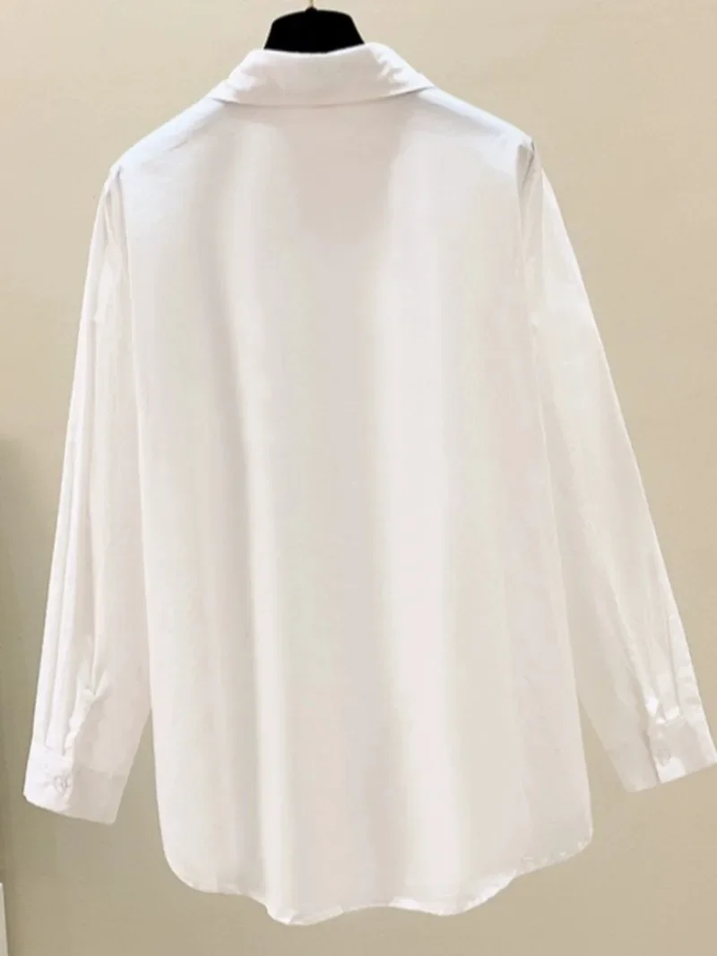 Turn Down Collar Loose High Street Shirts Vintage Spring Spring Fashion Blouses Contrast Color Bowknot Single-breasted Bowknot