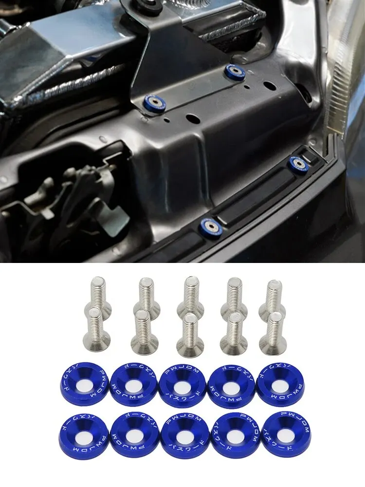 M6 Kotflügelschraube aus eloxiertem Aluminium, Unterlegscheiben, Schrauben für Automobil, Kotflügel, Scheinwerfer, Stoßstange, Auto, modifizierte Befestigungselemente aus Aluminium