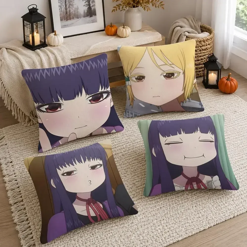 Anime High Score Girl Cushion Cover Soft Fluffy Short Plush  Pillow Case Throw Decorative  for Sofa Bedroom Home Decor