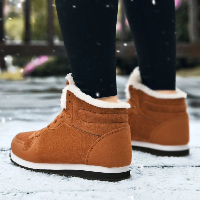 Sapato casual de veludo masculino e feminino, tênis antiderrapante, confortável, leve, neve, quente, algodão, ao ar livre, inverno