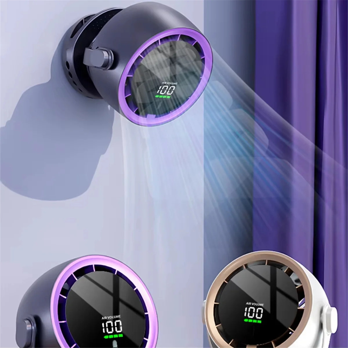 

Digital Display Desktop Remote Control Fan 720° Rotation Adjustable Clip-on Fan Office High Speed Turbine Powerful Fan B