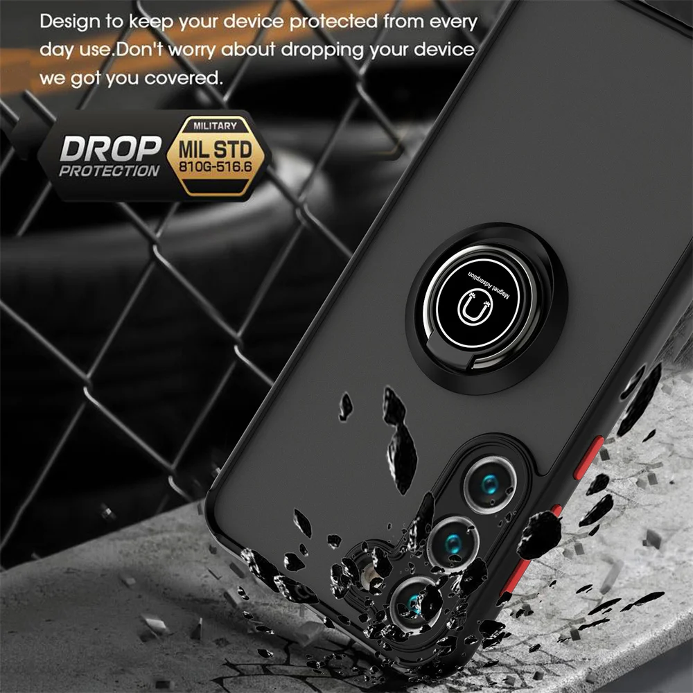 Magnetic Matte Case For Samsung Galaxy S24 S23 S22 S21 S20 Ultra FE 5G S10 S8 S9 Plus Lite Shock Proof Ring Holder Cover Full