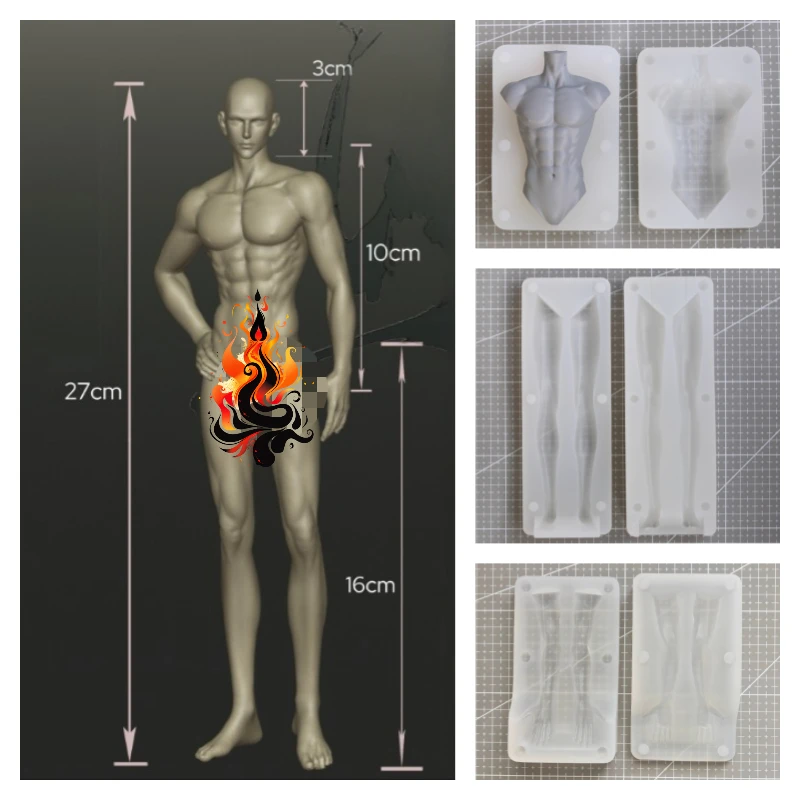 

Ultralight Clay Cartoon Doll Correct Proportions Nine-headed Man Body Silicone Mold DIY Animation Doll Body Contour Making Tool