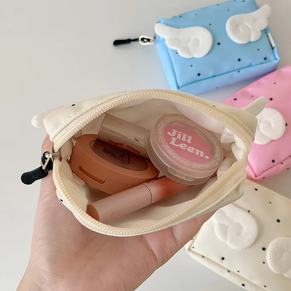 Mini bolsa de maquiagem elegante kawaii bolsa de armazenamento bonito adorável portátil organizador saco para escola produtos de higiene pessoal bolsa