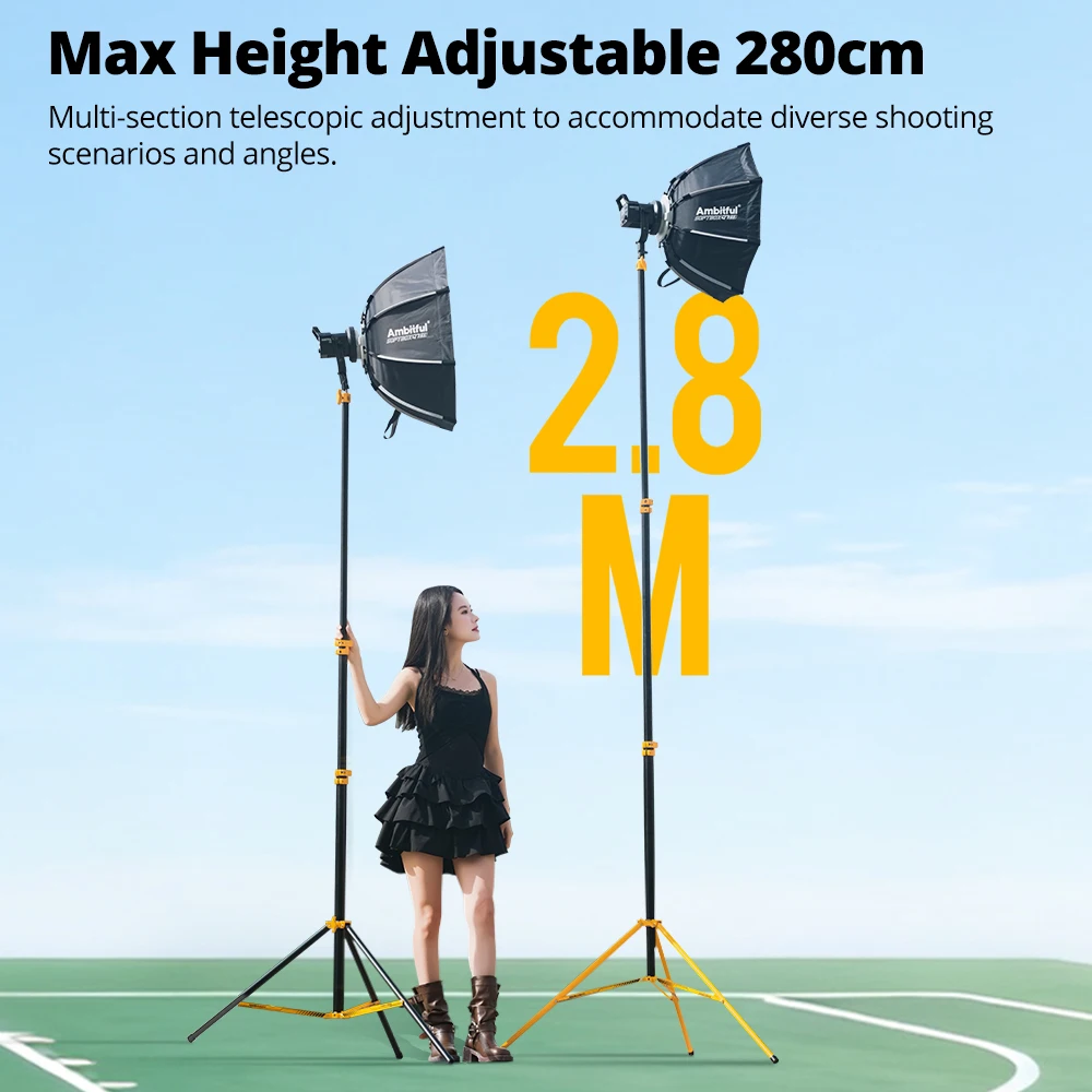 NEW AMBITFUL GM280Y Air Cushioned Light Stand 280cm 10Kg Heavy Load Professional Studio Light Stand Camera Softbox Tripods