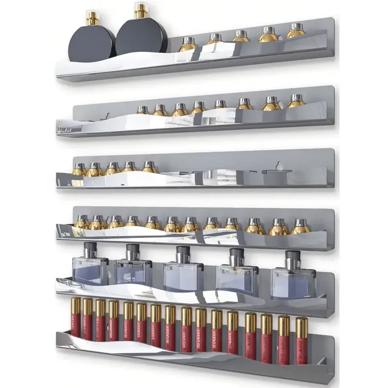 Nail Polish Storage Stand Wall Mounted Display Rack for Nail Salon Beauty Supplies Clear 6 Pack Fits Standard Bottles