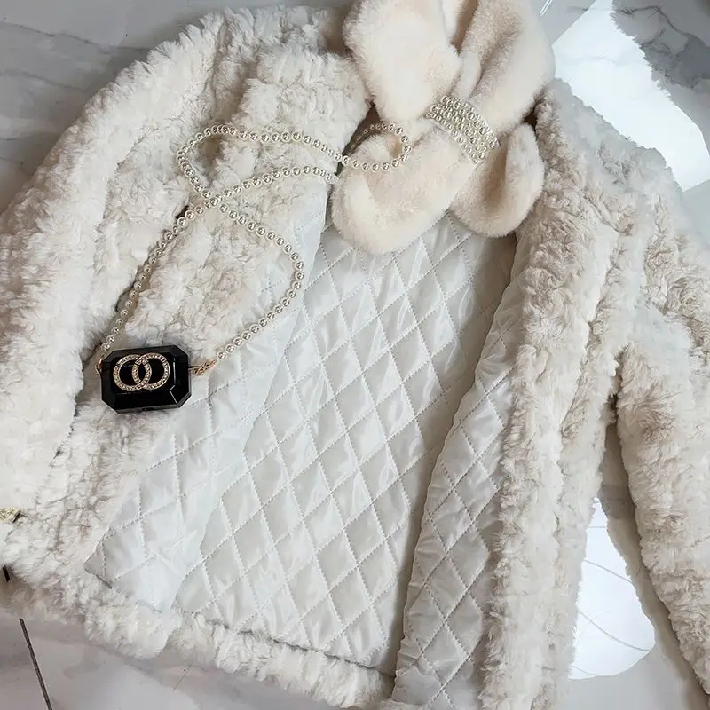 2023 New Winter Faux Fur Coat for Women Lamb Plush Fluffy Short Jacket Autumn Elegant Thick Warm Parka for Women