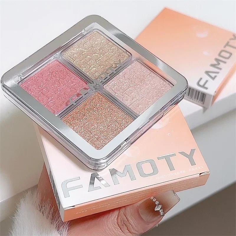 4 Colors Diamond Highlighter Powder Palette Glitter Face Contour Brighten Makeup Shimmer Ultra-concentrated Illuminate Cosmetics