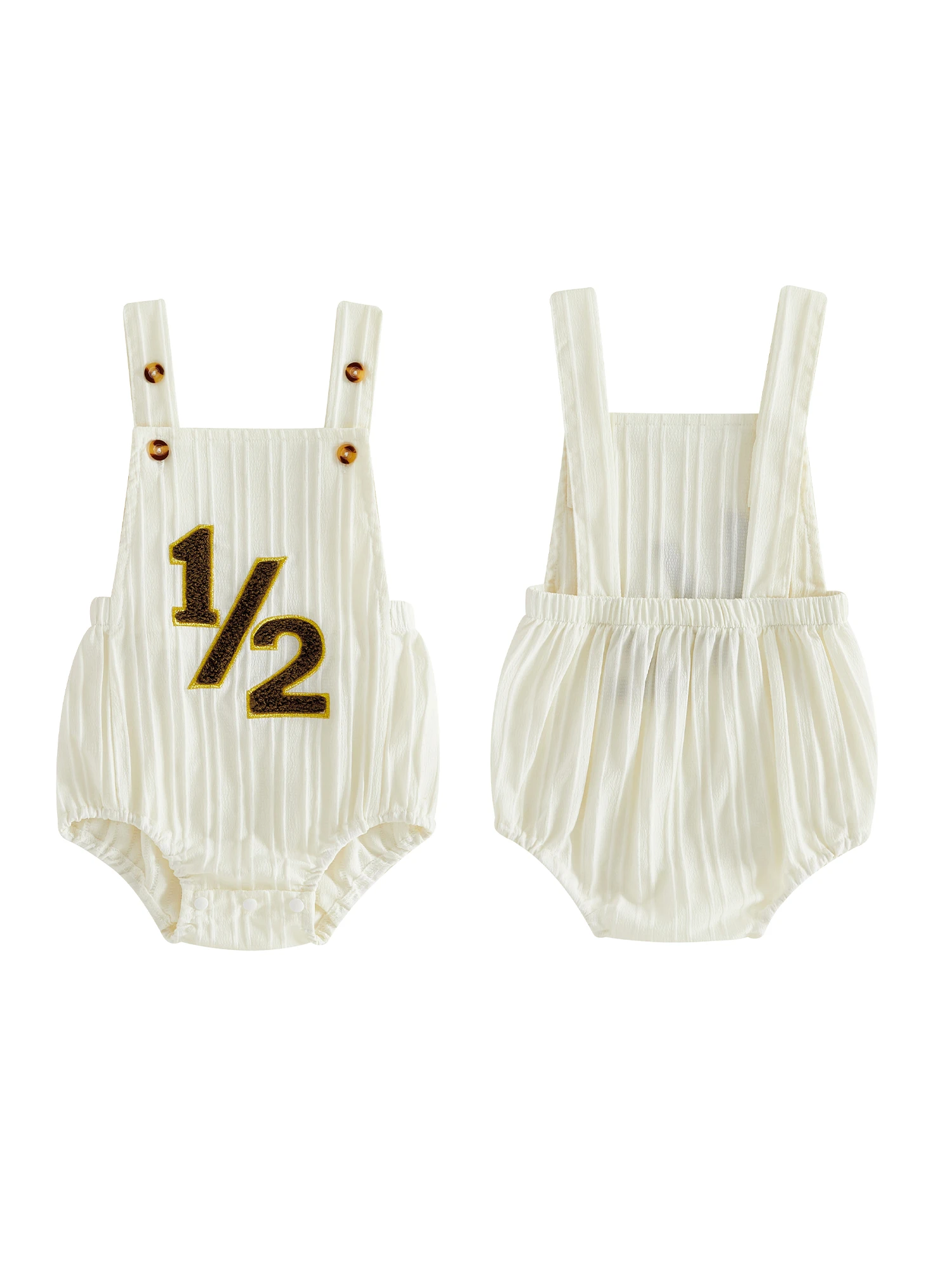 

Комбинезон без рукавов для мальчика на полгода с вышивкой цифр и квадратным вырезом горловины для младенцев