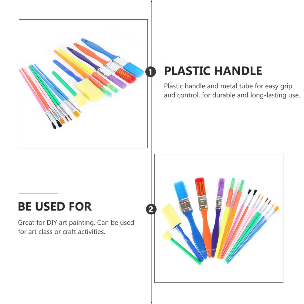 

15 Pcs Sponge Art Brushes Kids Painting Tools Watercolor Drawing Pens Plastic H Metal Tube Durable Use Premium Brush Head