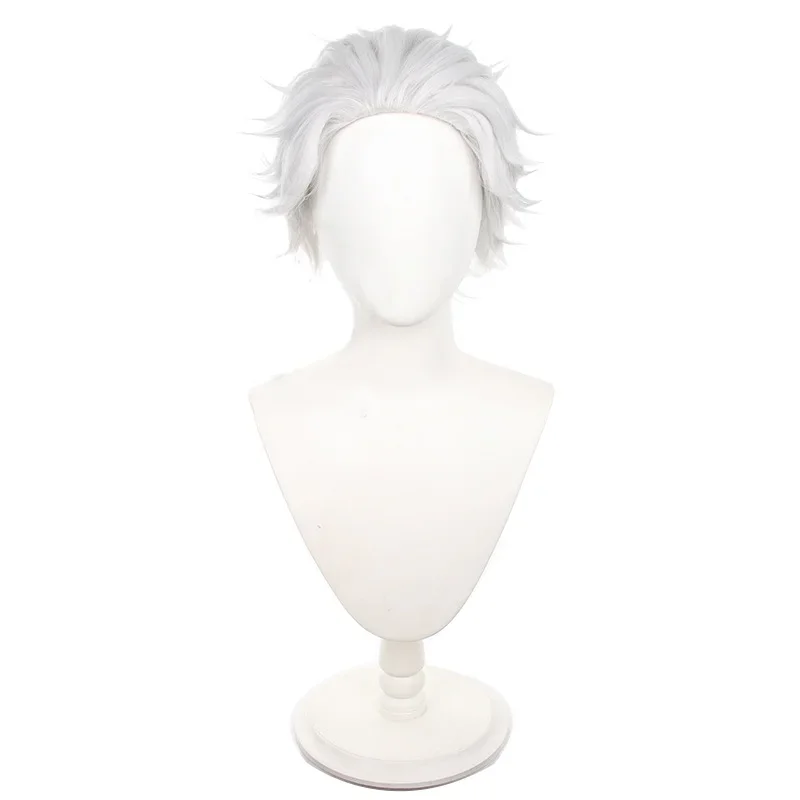 大人の男性のためのかつら,アニメのかつら,短い白のかつら,衣類のアクセサリー,ハロウィーンのパーティーのためのアクセサリー,ワインダーブレーカ,アニメ