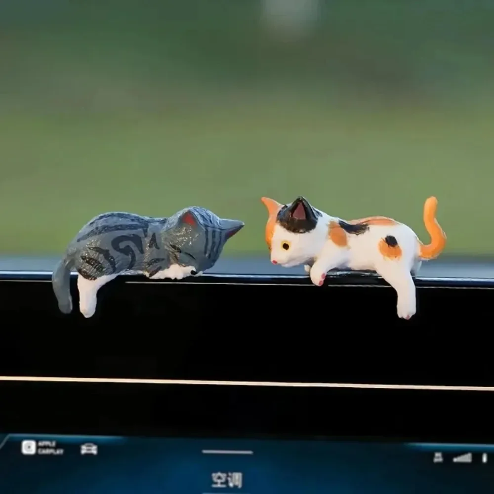 5 pieces of mini cartoon cat car decorations, cute cat images used for edge decoration of car screens, creative micro landscapes