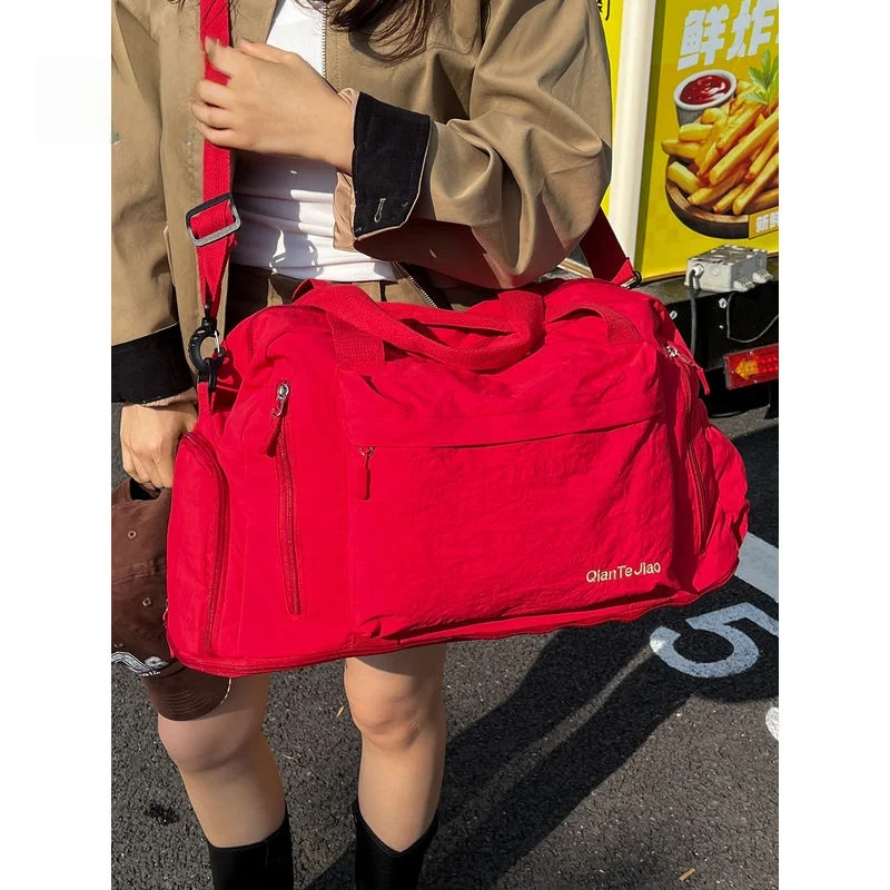 

Travel Bag - Large Capacity Women's Tote Spacious Soft Breathable Luggage Shoulder Bag Sports Men's Gym Bag - Solid Pockets