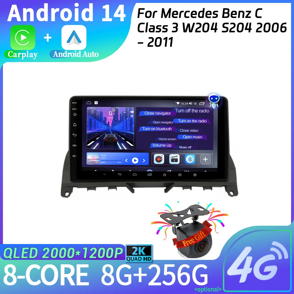 

Car Radio For Mercedes Benz C Class 3 W204 S204 2006-2011 Android 14 Multimedia Navigation Wireless Carplay Stereo Screen