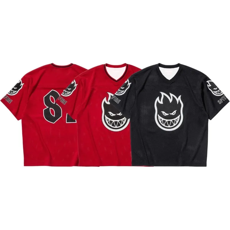 camisa-de-futebol-unissex-spitfire-malha-com-decote-em-v-estampa-de-fogo-manga-curta-y2k-oversized-solta-streetwear-tops-para-skate