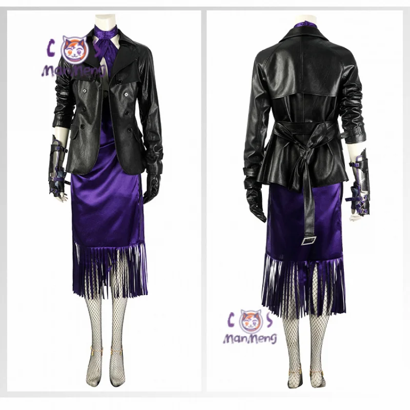 Tekken 8 Nina williams Cosplay NINA WILLIAMS Costume Sexy purple dress leather jacket glasses accessories prop Halloween set