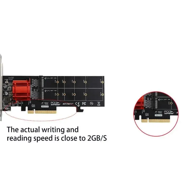 R53C NVMe SSD zu PCI-e 3.1 Erweiterungskartenadapter, unterstützt 2 x für M.2 (für M für K). – Detail 3