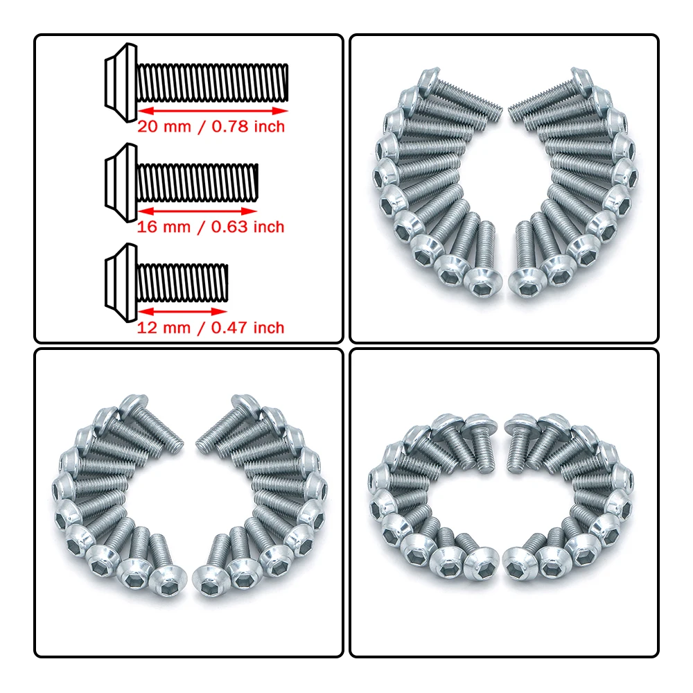 

For Kawasaki Ninja 300 400 ZX6R ZX7R ZX9R ZX10R Round Pan Head Hexagon Cylindrical Screw Hexagon Countersunk Head